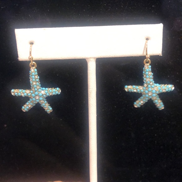 Turquoise & Cubic Zirconia Starfish Earrings-Boutique - Picture 4 of 8